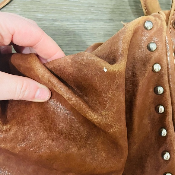 Large Rustic Sundance Studded Brown Leather Bag - Picture 3 of 12
